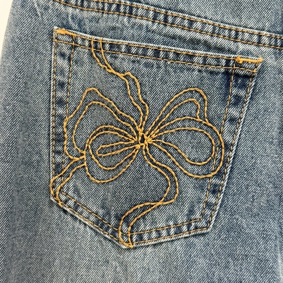 Love Shack Fancy Kala Flare Jeans High Rise Bow Detail Montauk Blue Size 25 New - Picture 9 of 15